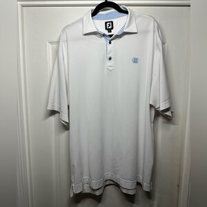 FootJoy FJ Men’s Golf Polo Classic White Polo with Blue Accents Size Size XL